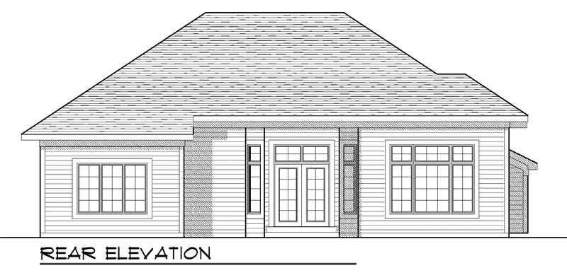 Home Plan Rear Elevation of this 3-Bedroom,1646 Sq Ft Plan -101-1059
