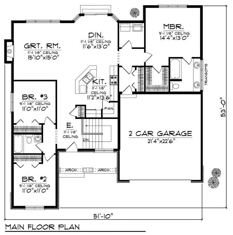 Floor Plan First Story of Small House Plans #101-1059