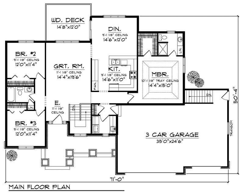 Floor Plan First Story of Craftsman Plan #101-1060