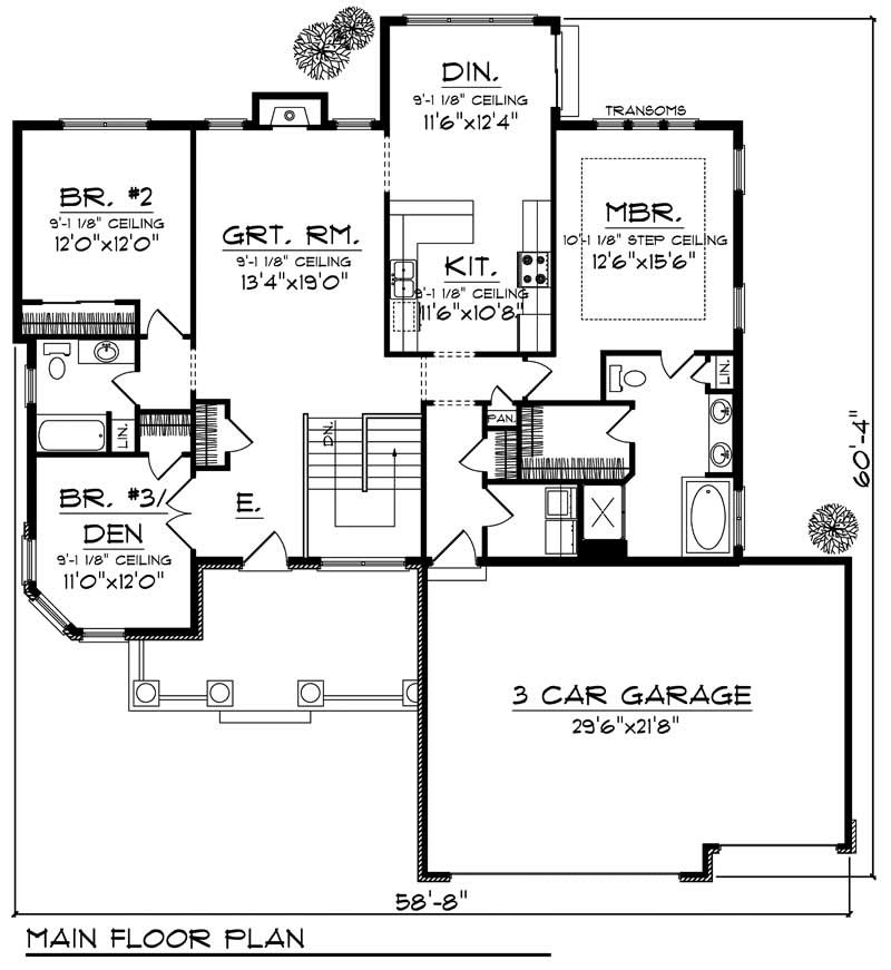 Floor Plan First Story of Country Plan #101-1061