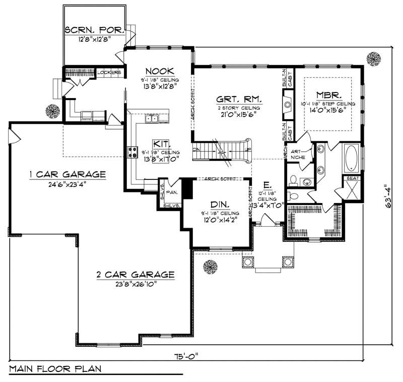 Floor Plan First Story of Traditional Plan #101-1062