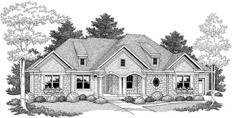 Home Plan Front Elevation of this 3-Bedroom,2117 Sq Ft Plan -101-1063
