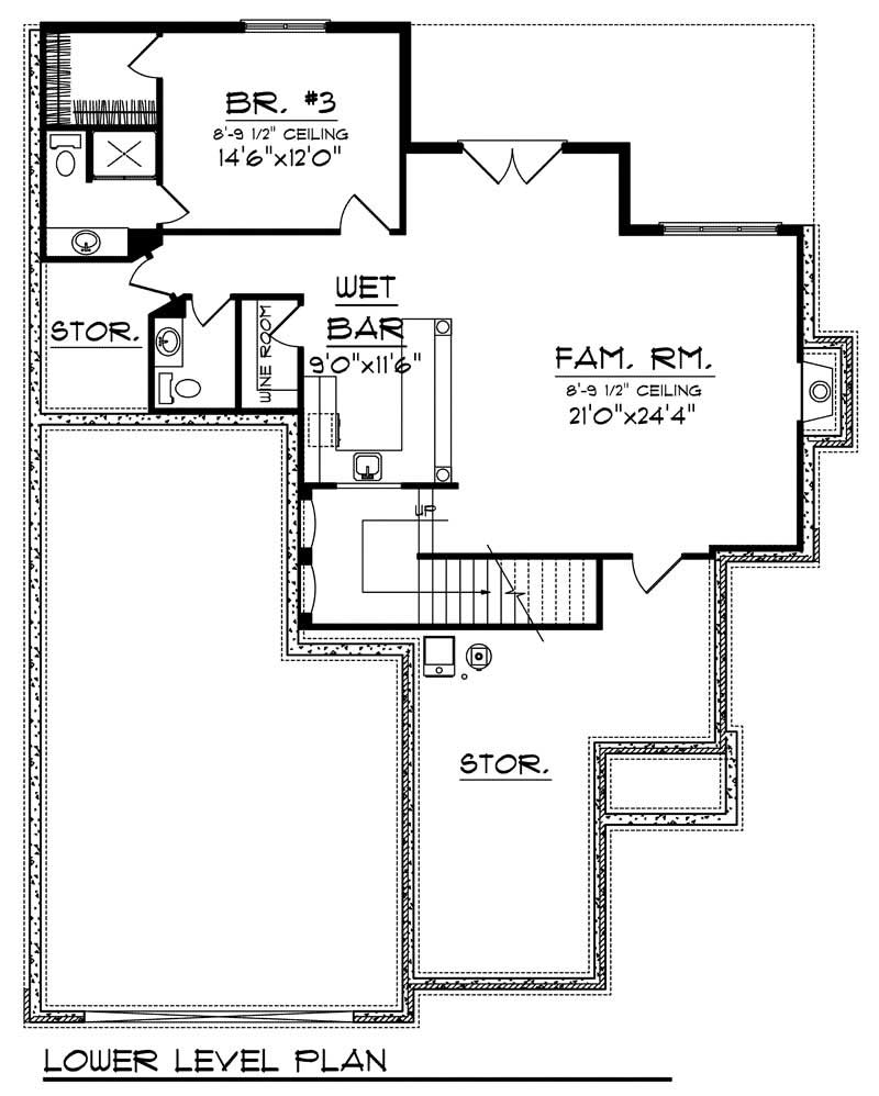Floor Plan Basement of Country Plan #101-1066