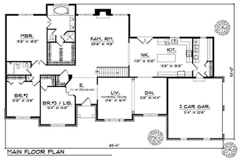 Floor Plan First Story of Colonial Plan #101-1067