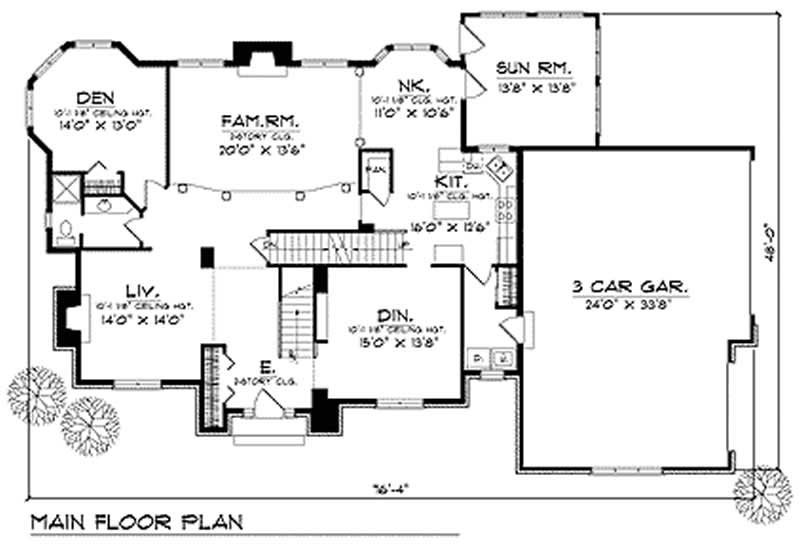 Floor Plan First Story of Colonial Plan #101-1069