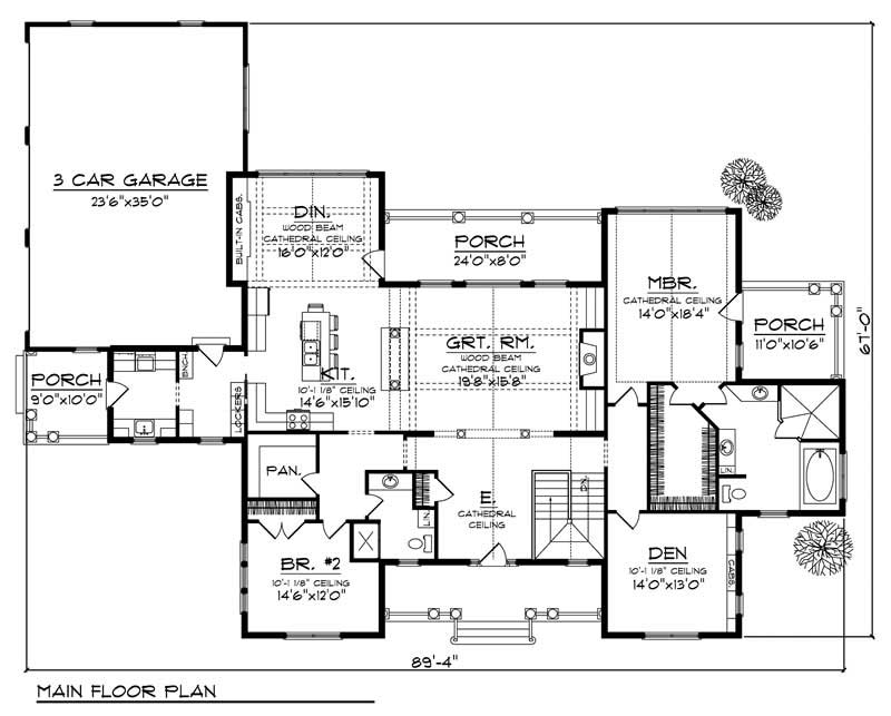 Floor Plan First Story of Country Plan #101-1070