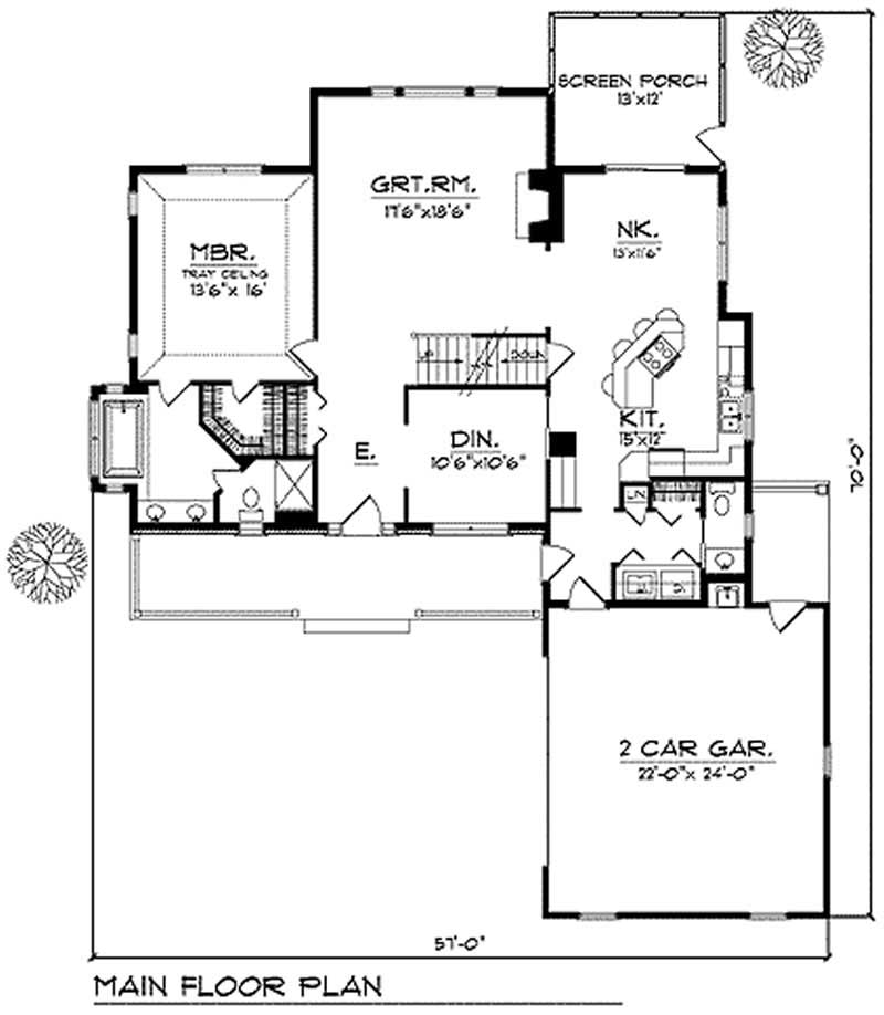 Floor Plan First Story of Country Plan #101-1071