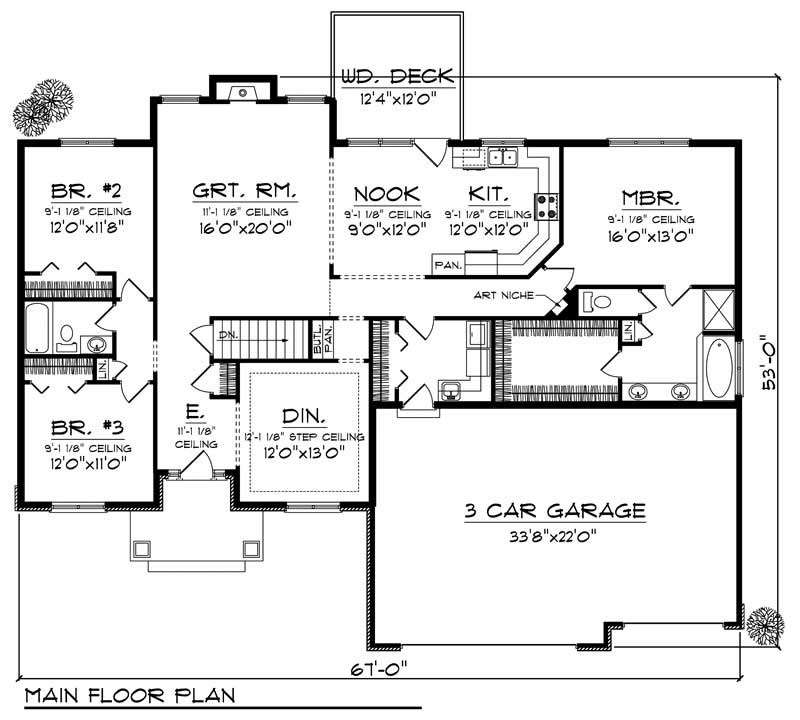 Floor Plan First Story of Country Plan #101-1075