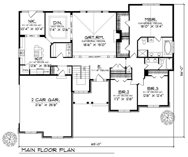Floor Plan First Story of Country Plan #101-1077