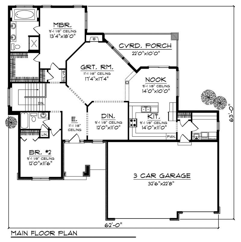 Floor Plan First Story of Country Plan #101-1078