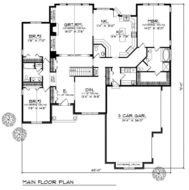 Floor Plan First Story of Ranch Plan #101-1080