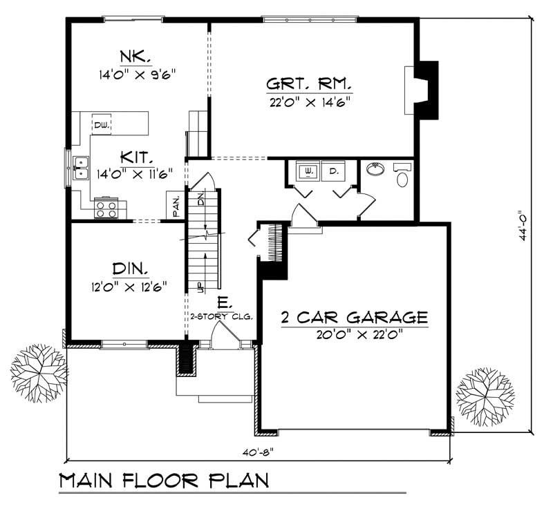 Floor Plan First Story of Traditional Plan #101-1081