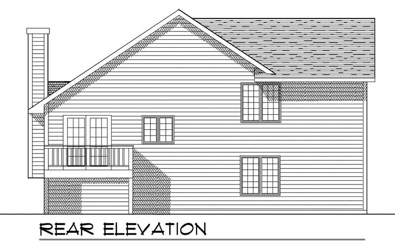 Home Plan Rear Elevation of this 3-Bedroom,1599 Sq Ft Plan -101-1084