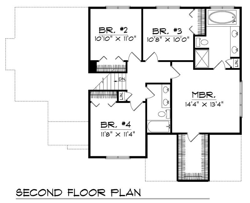 Floor Plan Second Story of Country Plan #101-1085