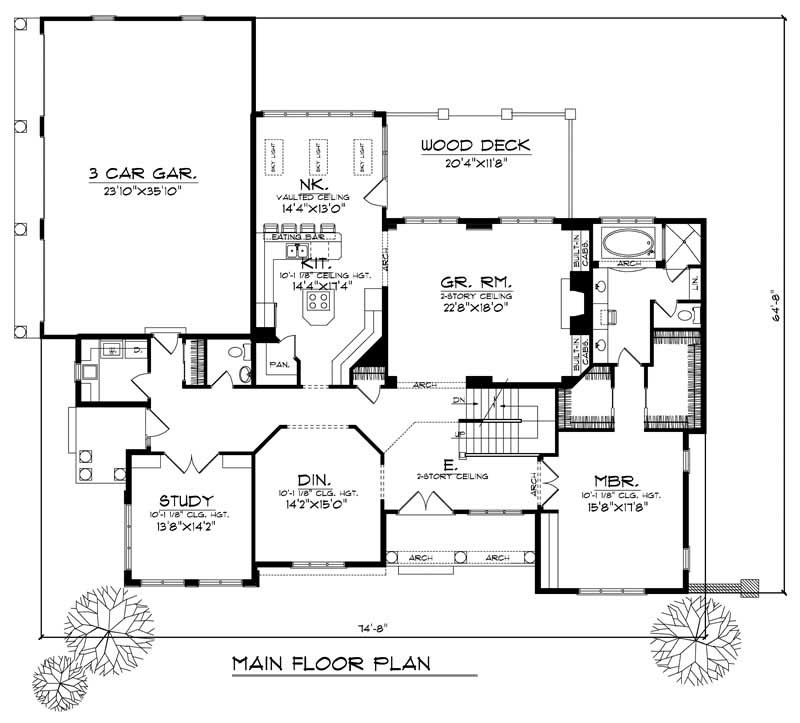Floor Plan First Story of Country Plan #101-1086