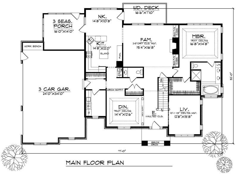 Floor Plan First Story of Southern Plan #101-1088