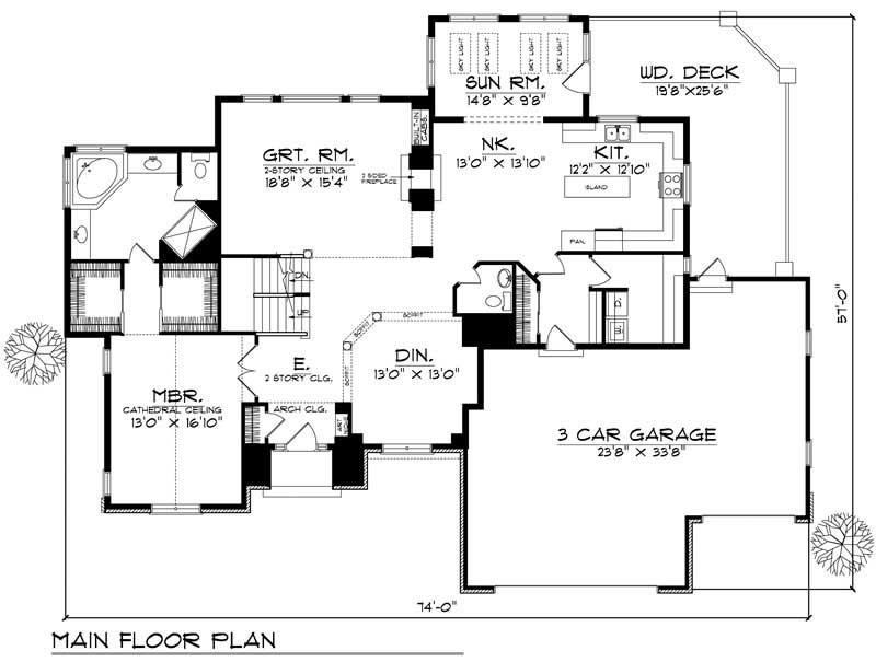 Floor Plan First Story of European Plan #101-1092