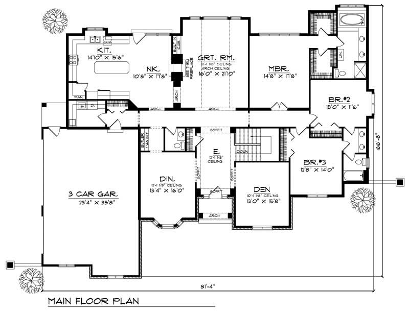 Floor Plan First Story of Craftsman Plan #101-1094