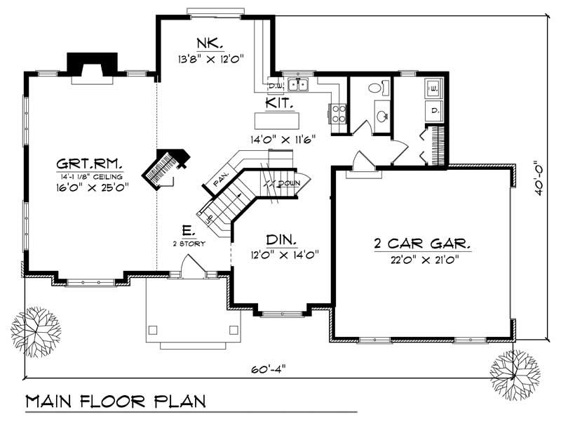 Floor Plan First Story of Colonial Plan #101-1096