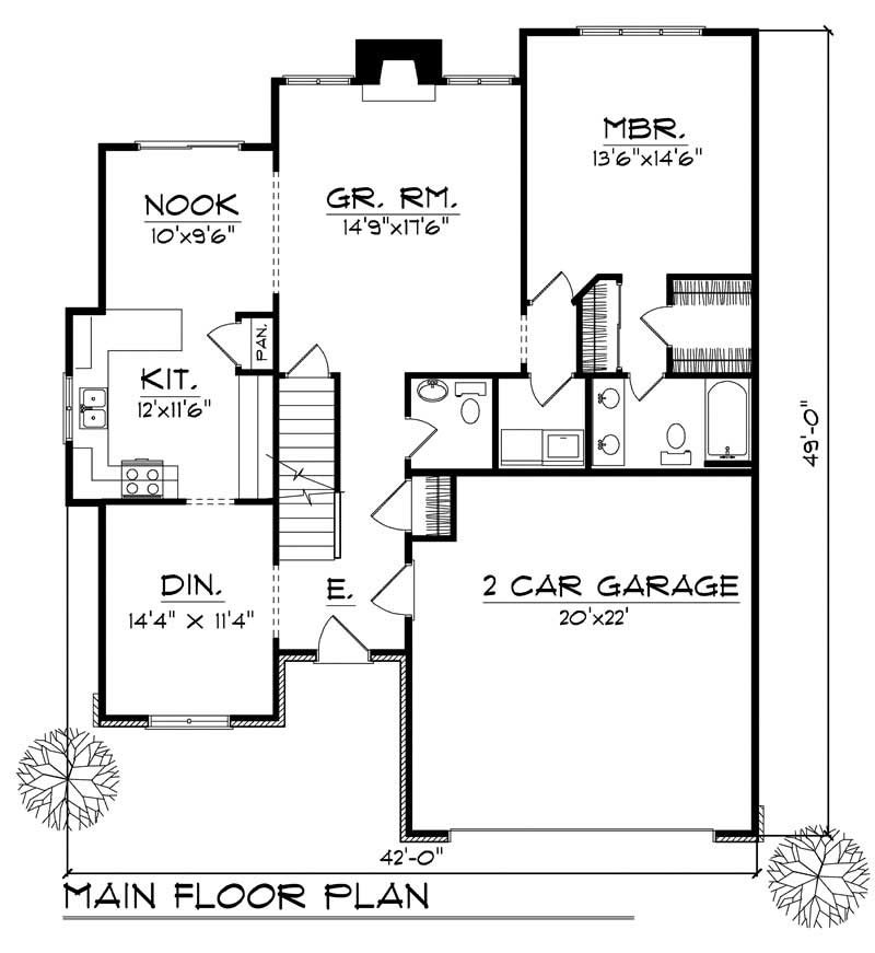 Floor Plan First Story of Craftsman Plan #101-1102