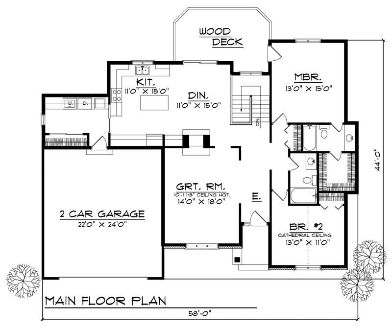 Floor Plan First Story of Country Plan #101-1103