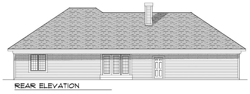 Home Plan Rear Elevation of this 3-Bedroom,1801 Sq Ft Plan -101-1106