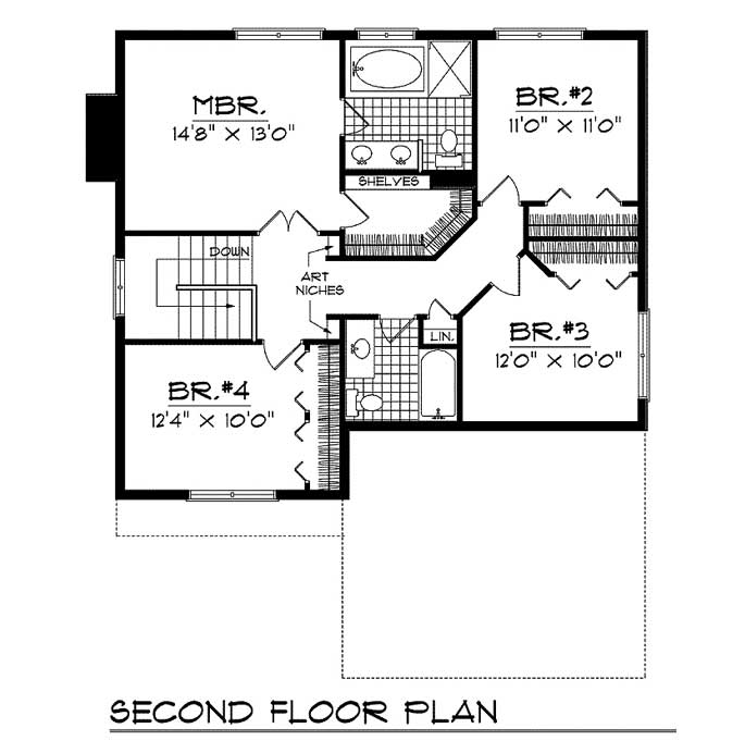 Floor Plan Second Story of Country Plan #101-1108