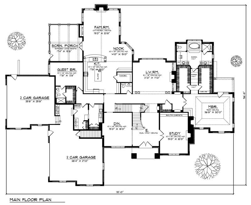 Floor Plan First Story of Luxury Plan #101-1110