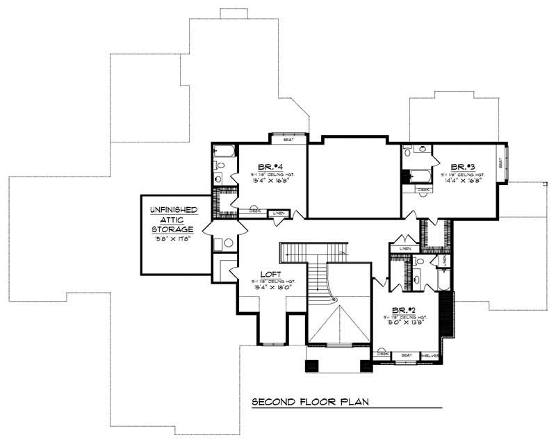 Floor Plan Second Story of Luxury Plan #101-1110