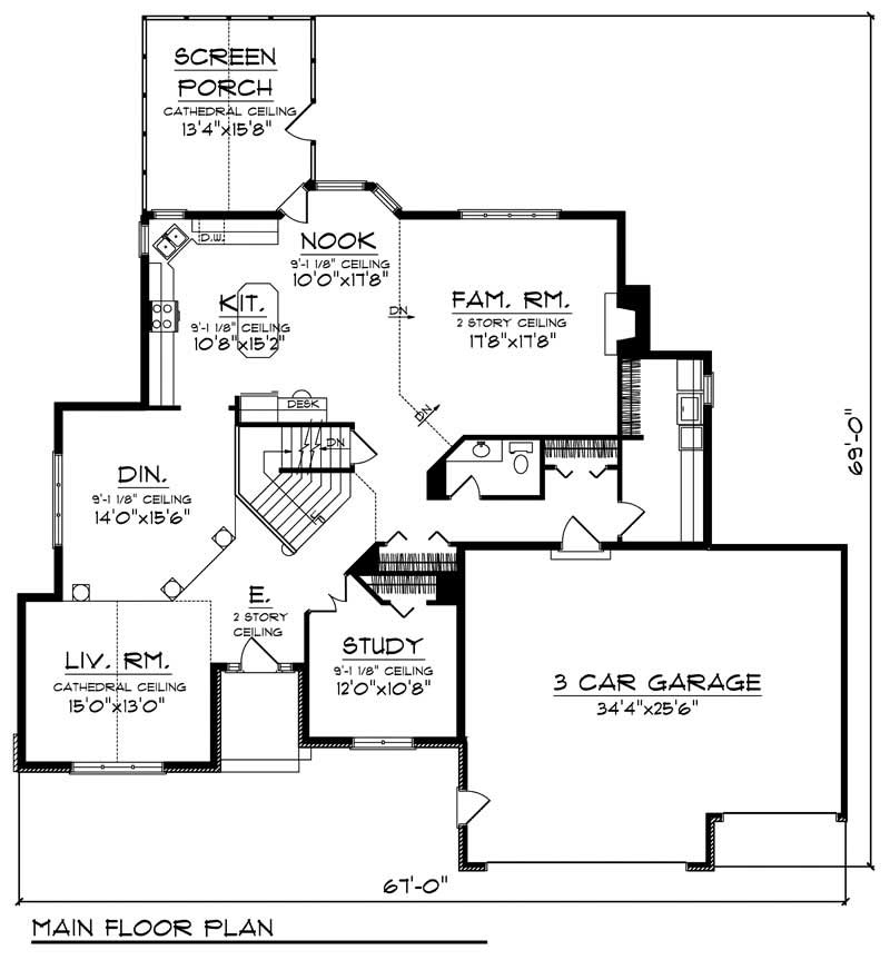 Floor Plan First Story of Craftsman Plan #101-1111