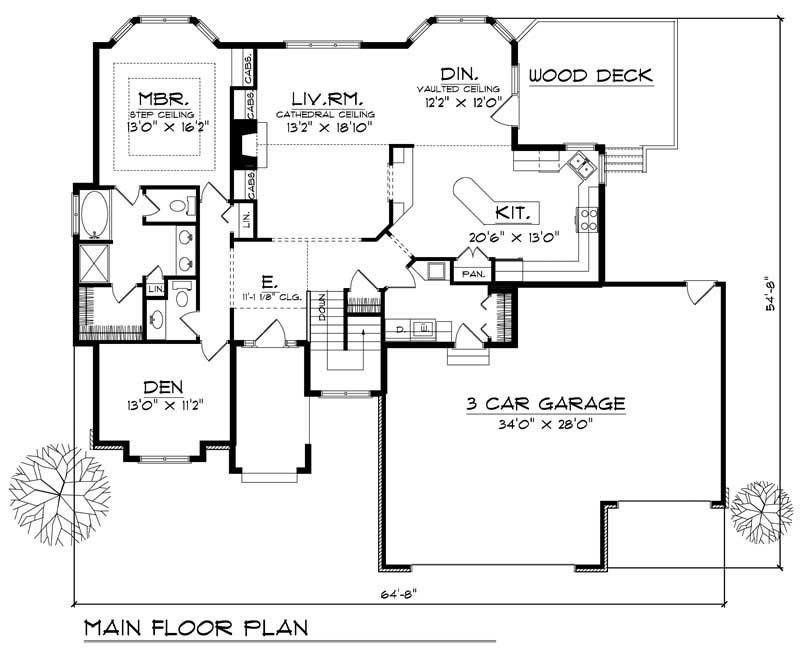 Floor Plan First Story of Ranch Plan #101-1114