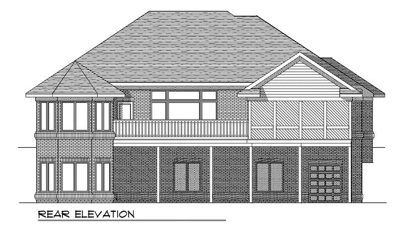 Home Plan Rear Elevation of this 4-Bedroom,3193 Sq Ft Plan -101-1118