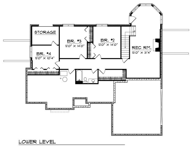 Floor Plan Basement of Ranch Plan #101-1118