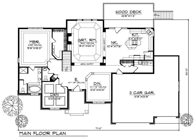 Floor Plan First Story of Ranch Plan #101-1122