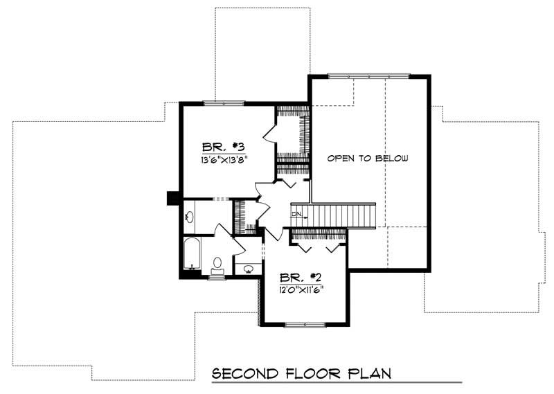 Floor Plan Second Story of European Plan #101-1125