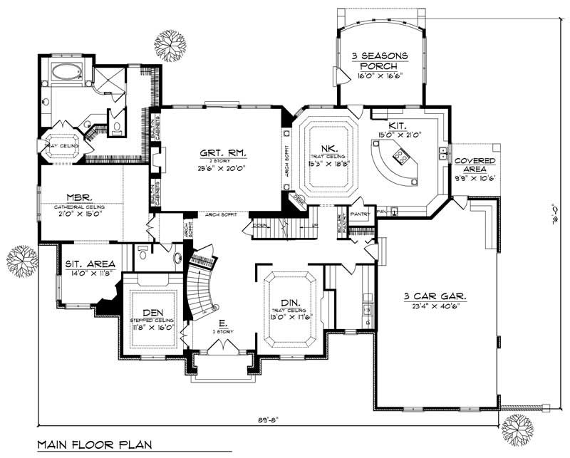 Floor Plan Main Level of Luxury Plan #101-1126
