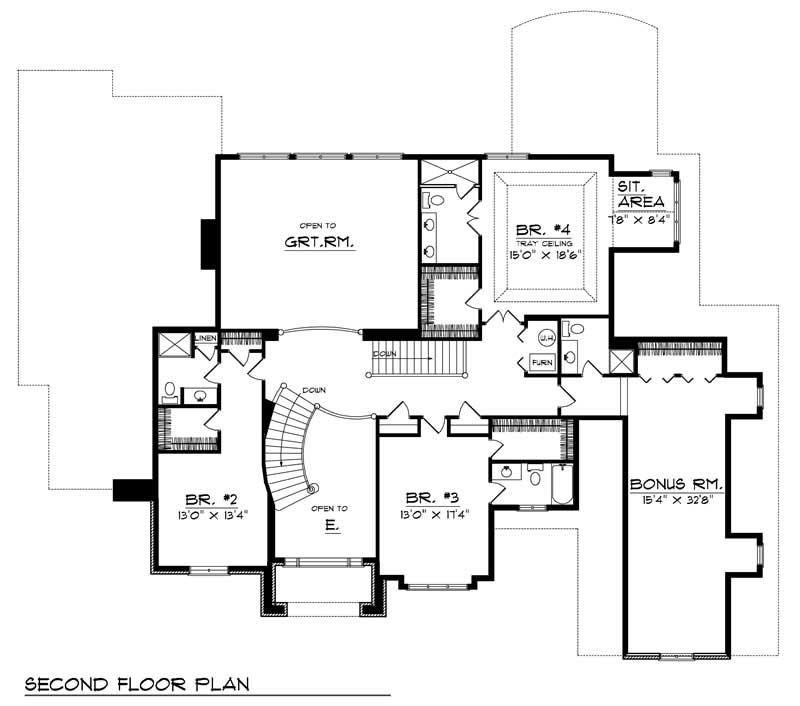 Floor Plan Upper Level of Luxury Plan #101-1126