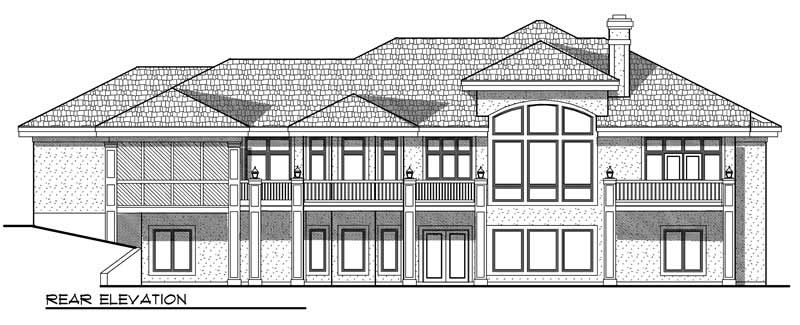 Home Plan Rear Elevation of this 5-Bedroom,5282 Sq Ft Plan -101-1127