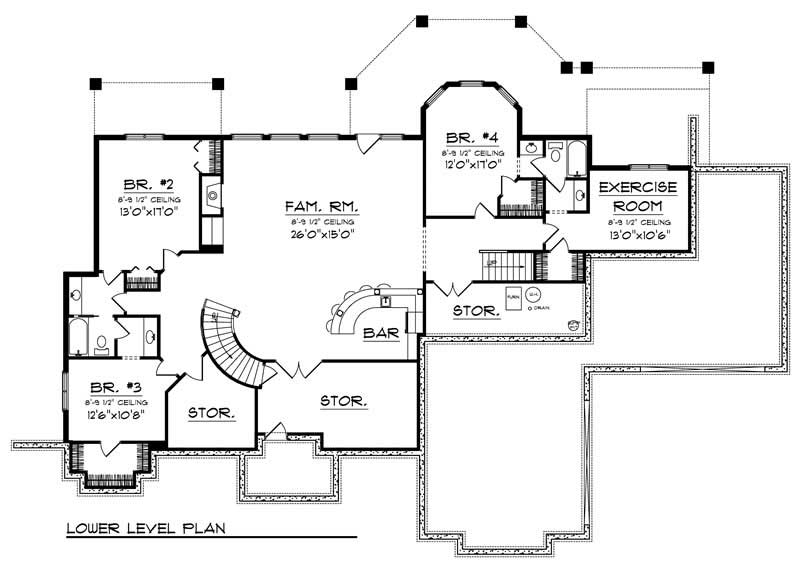Floor Plan Basement of Contemporary Plan #101-1127