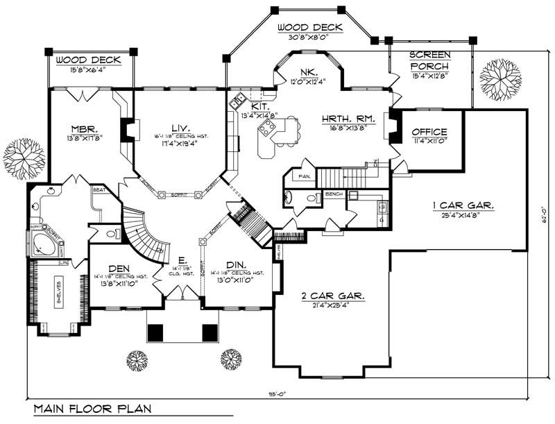 Floor Plan First Story of Contemporary Plan #101-1127