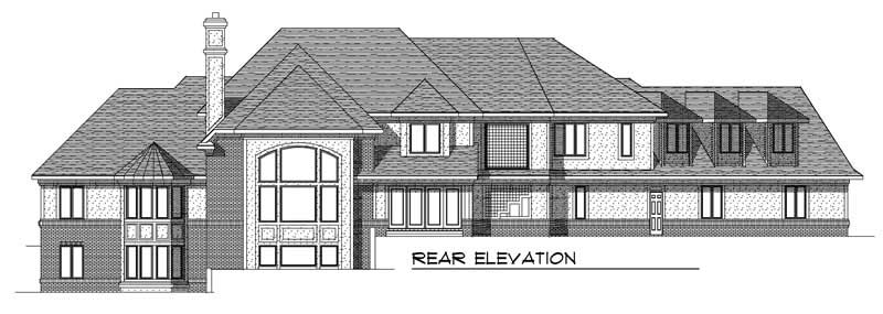 Home Plan Rear Elevation of this 4-Bedroom,5574 Sq Ft Plan -101-1128