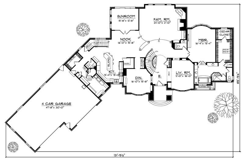 Floor Plan First Story of European Plan #101-1128