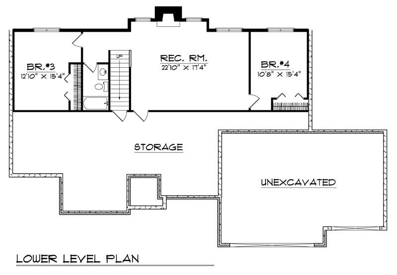Floor Plan Basement of Ranch Plan #101-1129