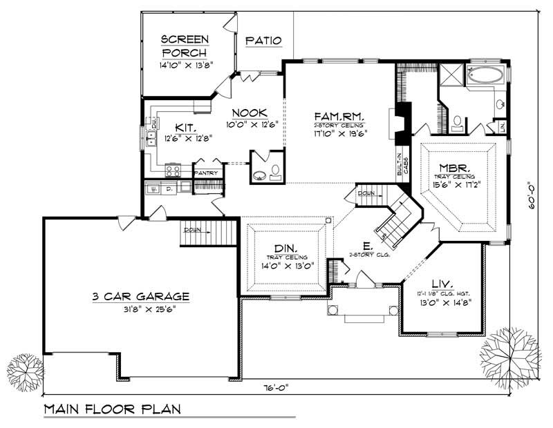 Floor Plan First Story of Country Plan #101-1131