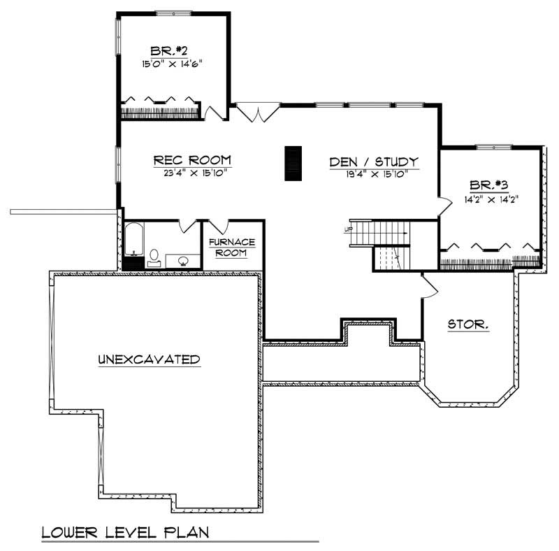 Floor Plan Basement of Country Plan #101-1135