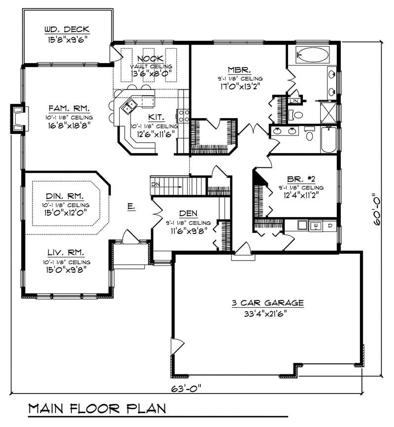 Floor Plan First Story of Ranch Plan #101-1138