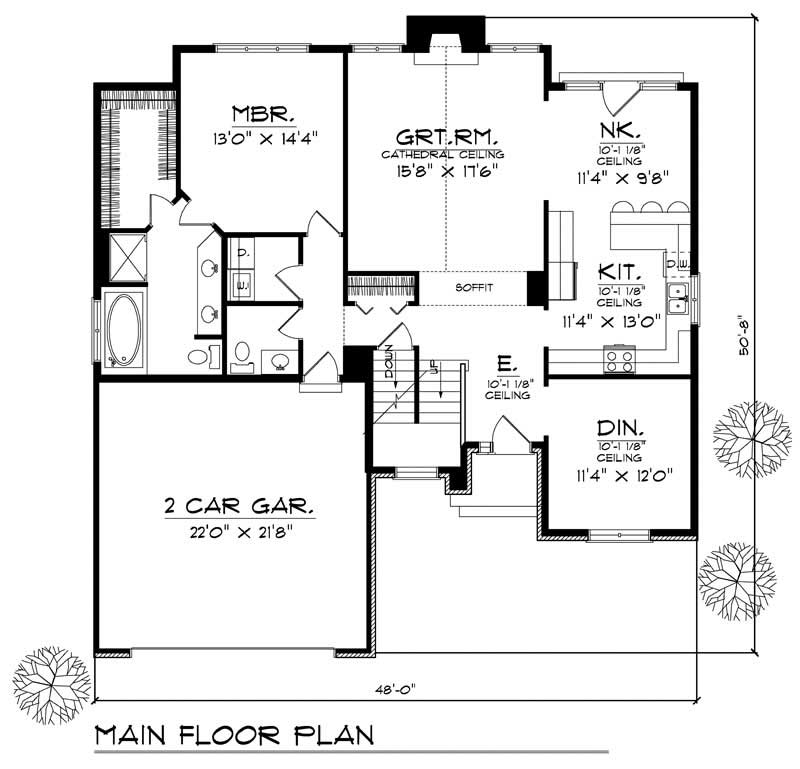 Floor Plan First Story of Craftsman Plan #101-1140
