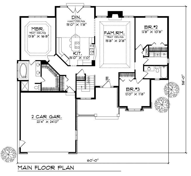 Floor Plan First Story of Country Plan #101-1144