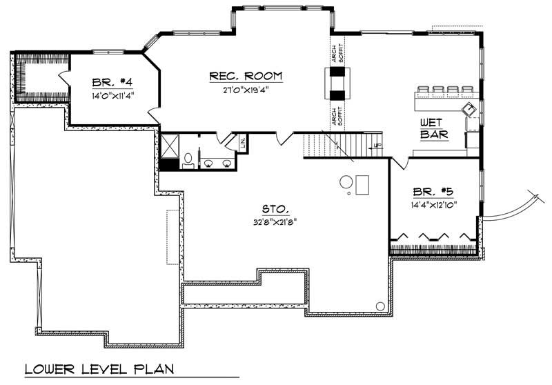 Floor Plan Basement of Country Plan #101-1146
