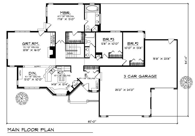 Floor Plan First Story of Craftsman Plan #101-1147